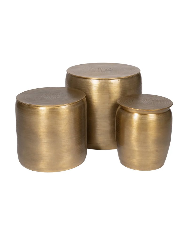 S/3 MESA AUXILIAR ORO VIEJO METAL 55,90 X 55,90 X 52 CM