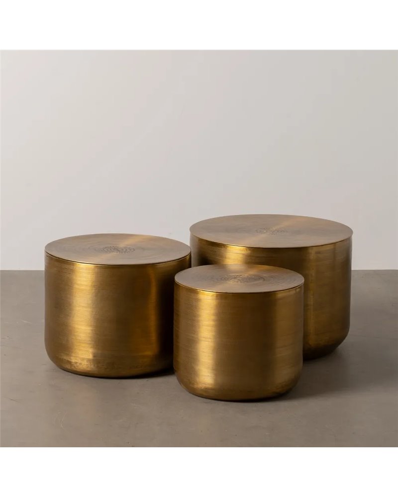 S/3 MESA AUXILIAR ORO VIEJO METAL 58,50 X 58,50 X 41,90 CM