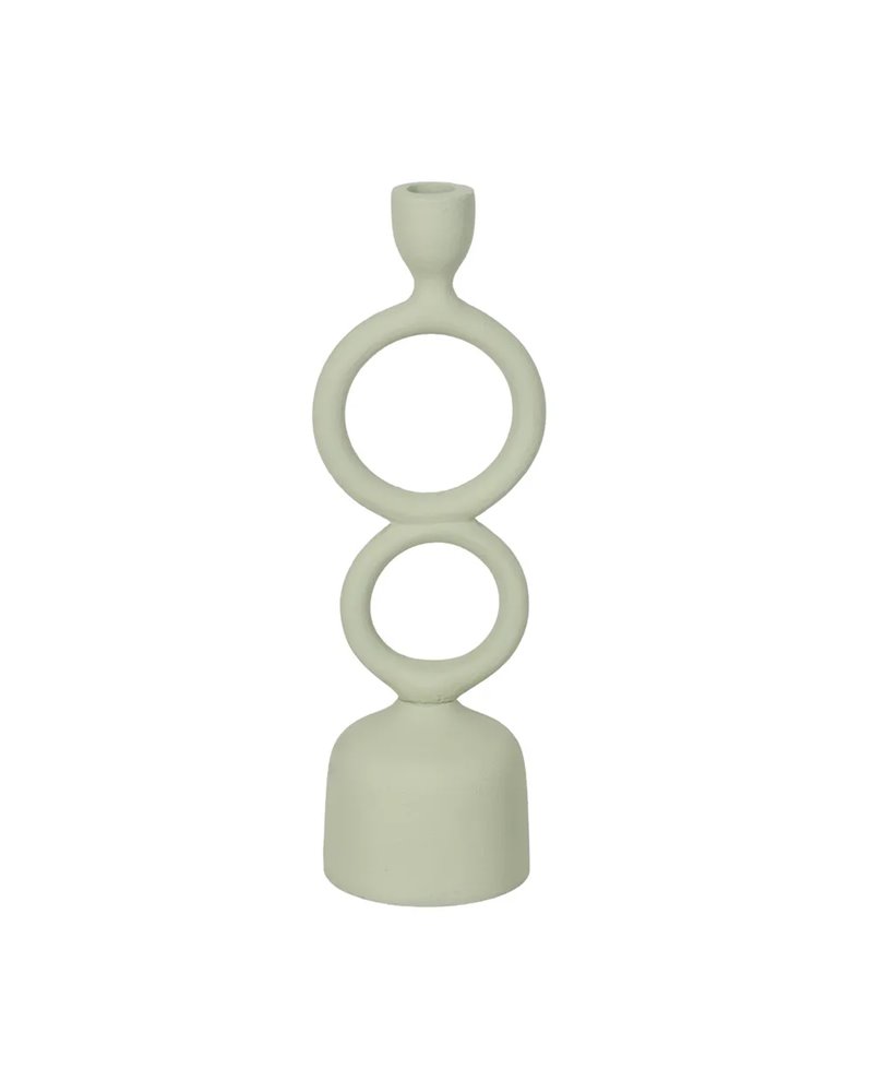 PORTAVELAS VERDE CLARO METAL 9 X 7 X 32 CM