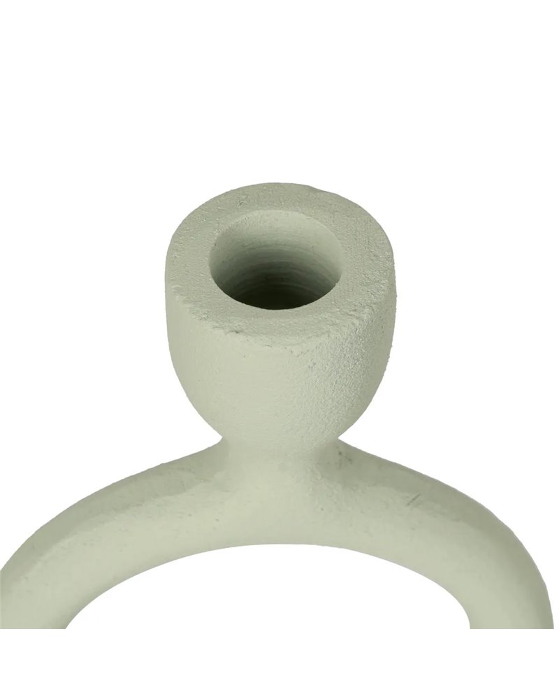 PORTAVELAS VERDE CLARO METAL 9 X 7 X 32 CM