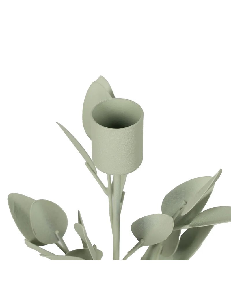 PORTAVELAS HOJAS METAL 8 X 8 X 29 CM