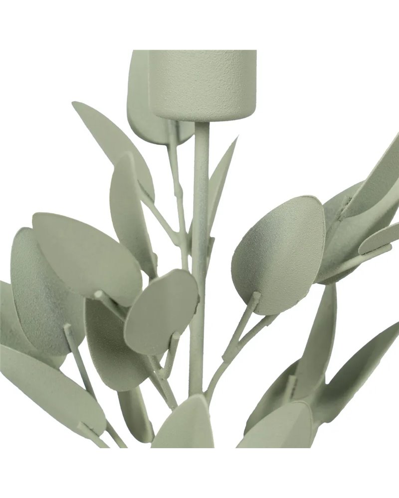 PORTAVELAS HOJAS METAL 8 X 8 X 29 CM