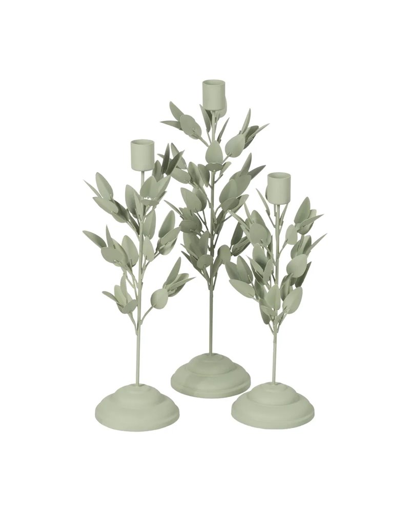 PORTAVELAS HOJAS METAL 8 X 8 X 26 CM