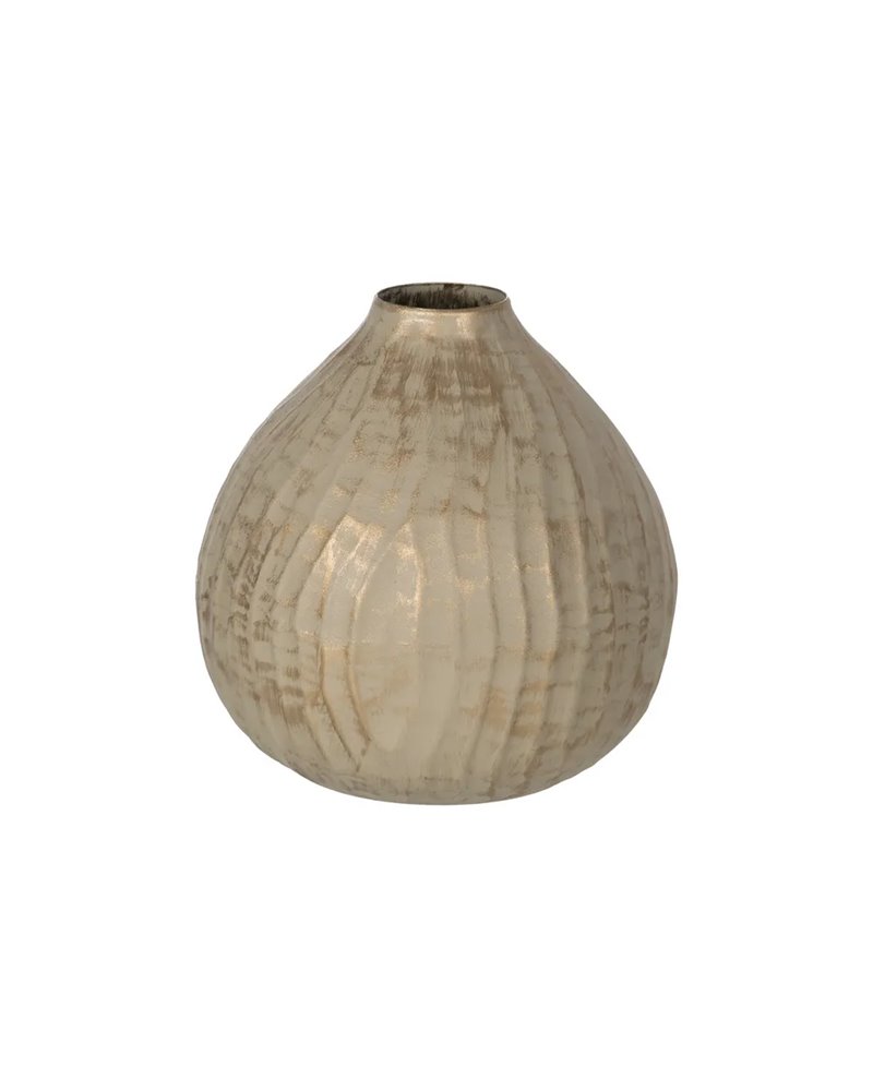 JARRÓN ORO-BEIGE METAL 25 X 25 X 25 CM JARRÓN ORO-BEIGE METAL 25 X 25 X 25 CM