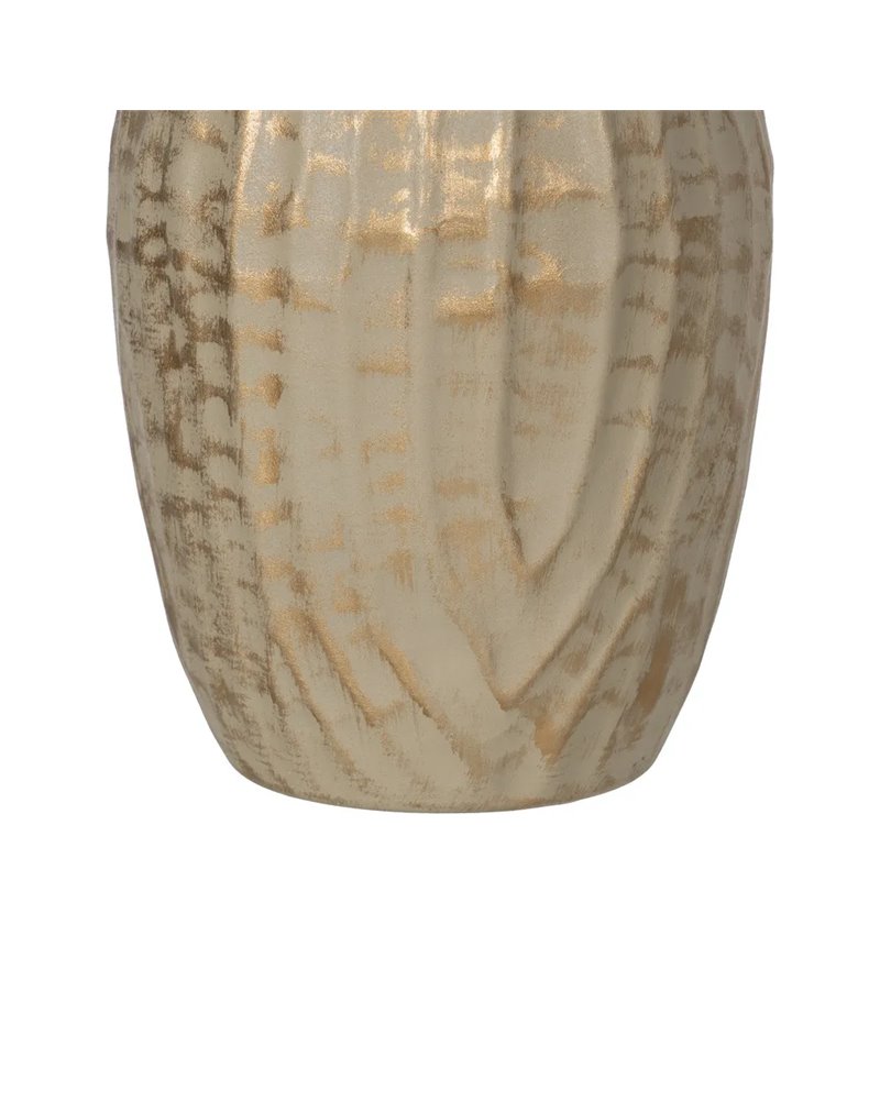 JARRÓN ORO-BEIGE METAL 16 X 16 X 30 CM