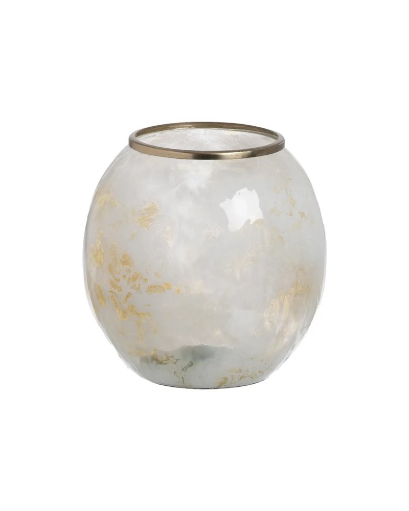 JARRÓN BLANCO-CHAMPÁN METAL-CRISTAL 20 X 20 X 21 CM JARRÓN BLANCO-CHAMPÁN METAL-CRISTAL 20 X 20 X 21 CM