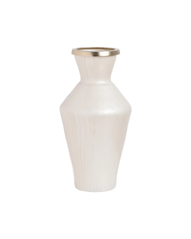 JARRÓN BLANCO METAL-CRISTAL DECORACIÓN 25 X 25 X 48 CM JARRÓN BLANCO METAL-CRISTAL DECORACIÓN 25 X 25 X 48 CM