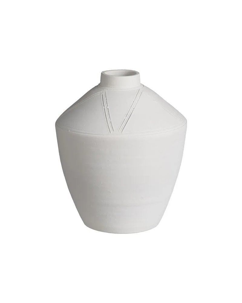 JARRÓN BLANCO CERÁMICA DECORACIÓN 22 X 22 X 26 CM JARRÓN BLANCO CERÁMICA DECORACIÓN 22 X 22 X 26 CM