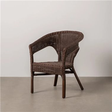 SILLA MARRÓN RATÁN SALÓN 60 X 62 X 78 CM