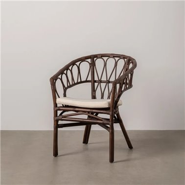 SILLA MARRÓN RATÁN SALÓN 58 X 59 X 78 CM