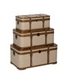 S/3 BAÚL BEIGE MADERA / TEJIDO 80 X 47,50 X 36 CM