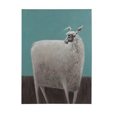 PINTURA OVEJA TURQUESA LIENZO 90 X 3,50 X 120 CM
