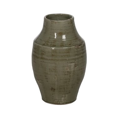 JARRÓN VERDE CERÁMICA DECORACIÓN 26,50 X 26,50 X 41 CM