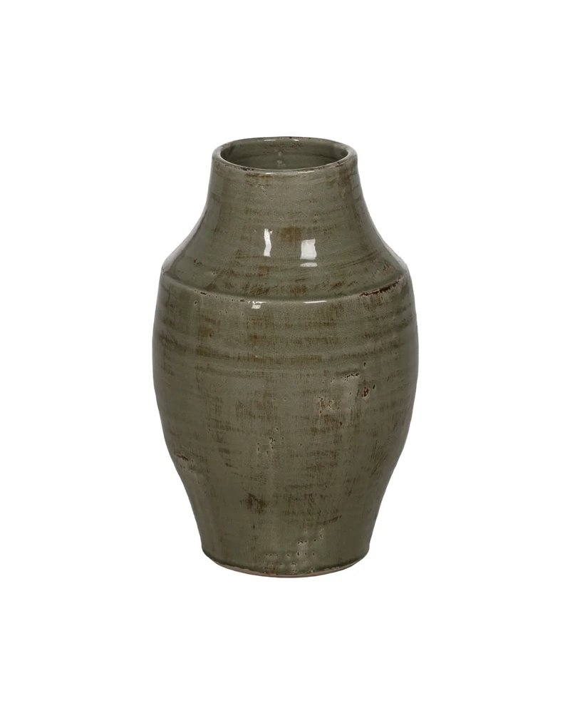 JARRÓN VERDE CERÁMICA DECORACIÓN 26,50 X 26,50 X 41 CM