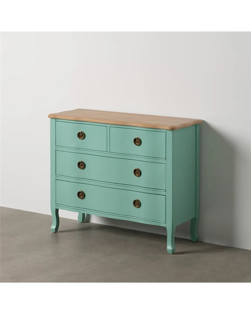 CÓMODA TURQUESA MADERA 93 X 38 X 78 CM
