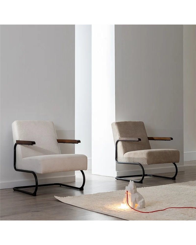 SILLÓN TAUPE METAL-TEJIDO 61 X 70 X 85 CM