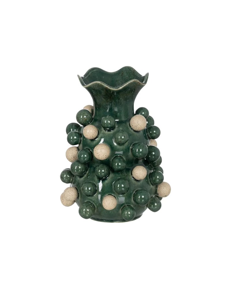 JARRÓN VERDE-BLANCO CERÁMICA 24 X 24 X 31,50 CM