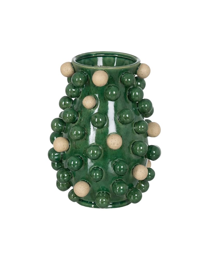 JARRÓN VERDE-BLANCO CERÁMICA 24,70 X 24,70 X 34 CM