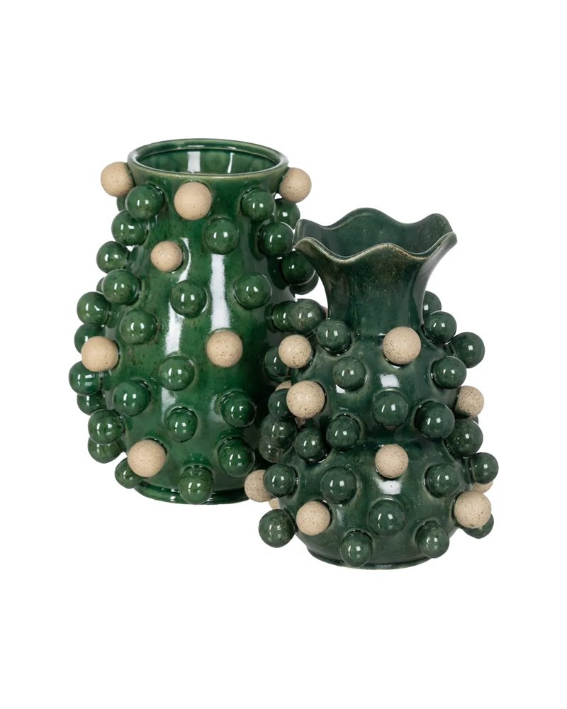 JARRÓN VERDE-BLANCO CERÁMICA 24,70 X 24,70 X 34 CM