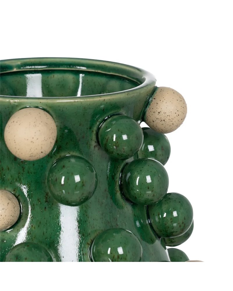 JARRÓN VERDE-BLANCO CERÁMICA 24,70 X 24,70 X 34 CM