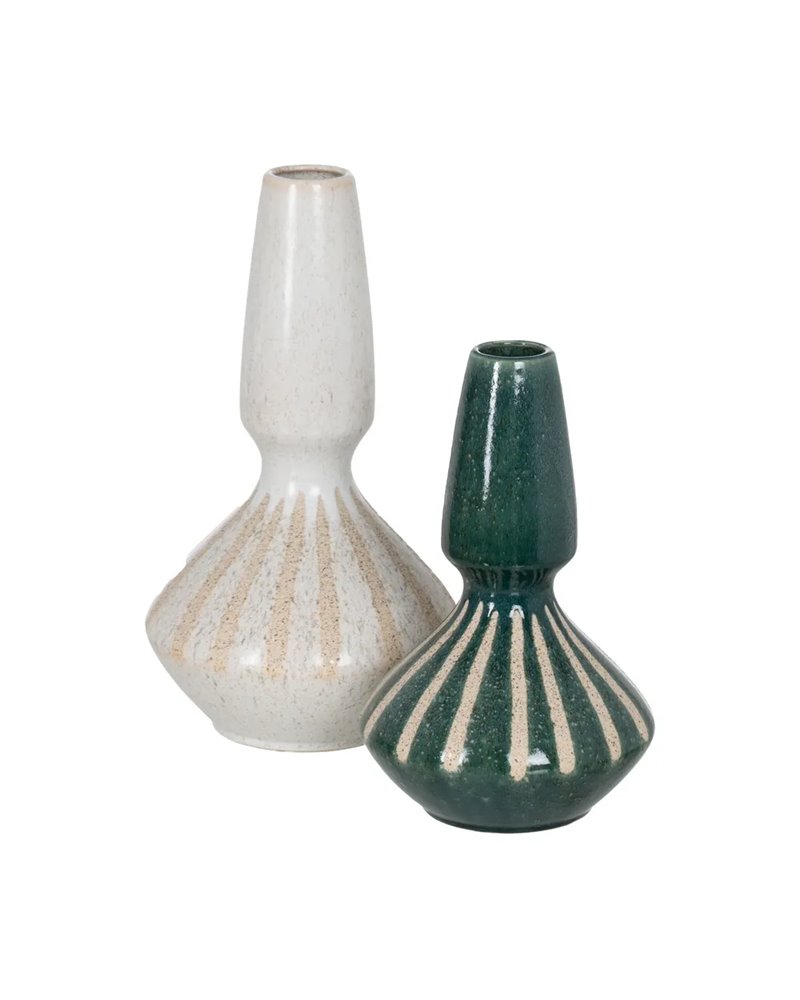 JARRÓN VERDE-BLANCO CERÁMICA 19,30 X 19,30 X 31,20 CM