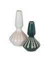 JARRÓN VERDE-BLANCO CERÁMICA 19,30 X 19,30 X 31,20 CM