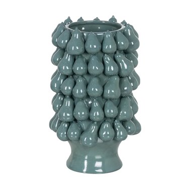 JARRÓN PERAS AZUL CERÁMICA 26,70 X 26,70 X 40 CM