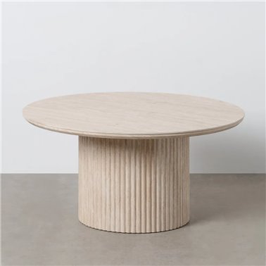 MESA CENTRO BEIGE PIEDRA MDF DECORACIÓN 90 X 90 X 45 CM
