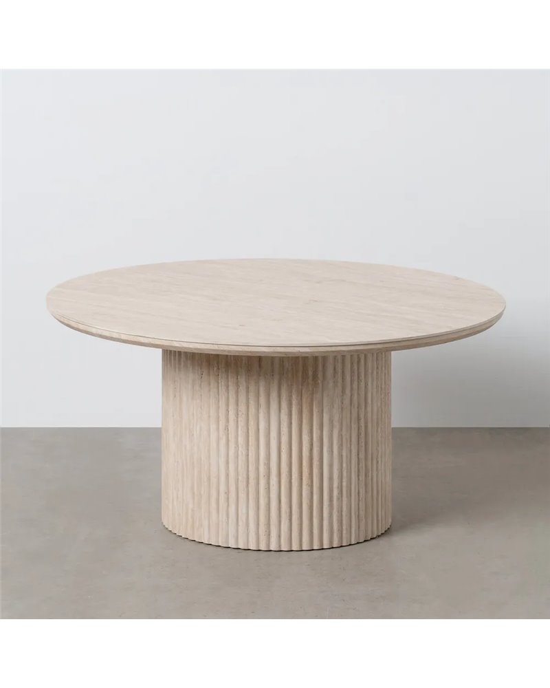 MESA CENTRO BEIGE PIEDRA MDF DECORACIÓN 90 X 90 X 45 CM