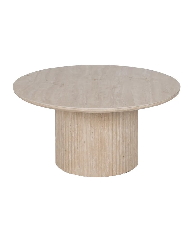 MESA CENTRO BEIGE PIEDRA MDF DECORACIÓN 90 X 90 X 45 CM