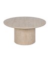 MESA CENTRO BEIGE PIEDRA MDF DECORACIÓN 90 X 90 X 45 CM