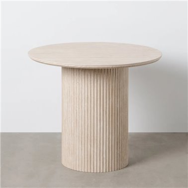 MESA COMEDOR BEIGE PIEDRA MDF DECORACIÓN 90 X 90 X 76 CM