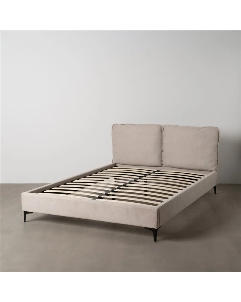 CAMA BEIGE TEJIDO DORMITORIO 163 X 215 X 93 CM