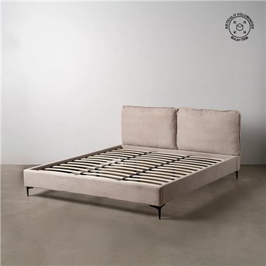 CAMA BEIGE TEJIDO DORMITORIO 192 X 214 X 95 CM
