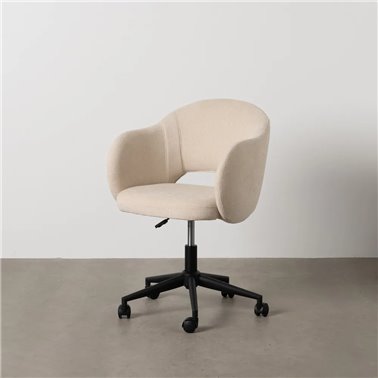 SILLA RUEDAS CREMA TEJIDO OFICINA 56 X 56 X 85 CM