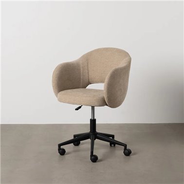 SILLA RUEDAS BEIGE TEJIDO OFICINA 56 X 56 X 85 CM
