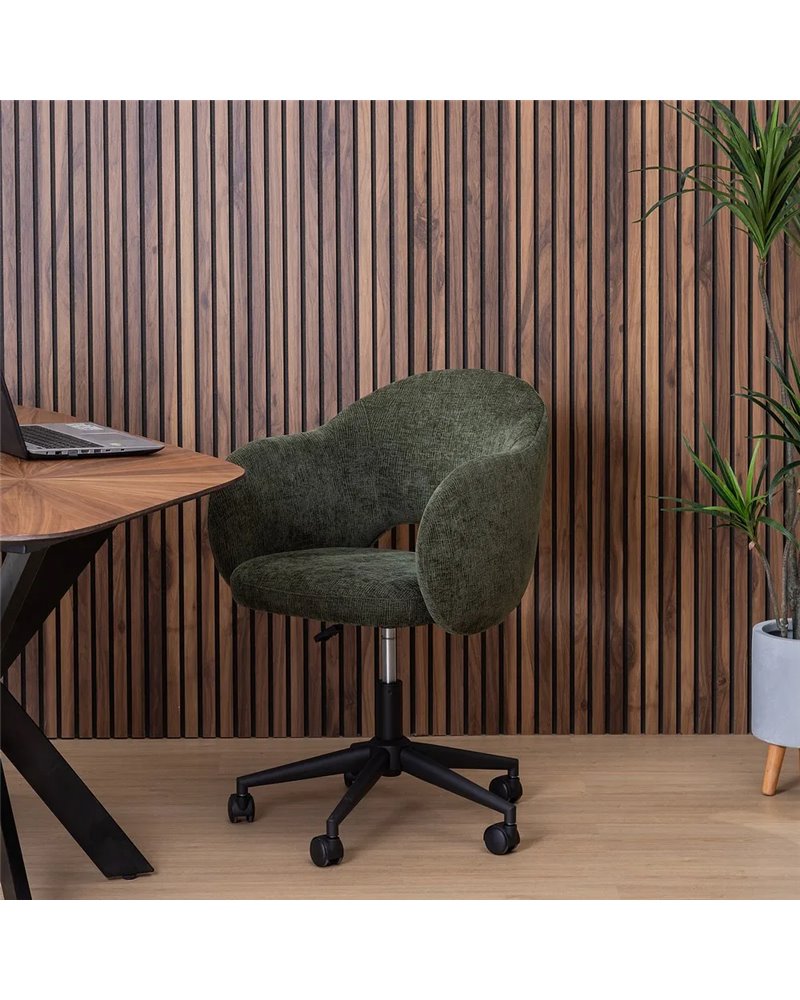 SILLA RUEDAS VERDE TEJIDO OFICINA 56 X 56 X 85 CM