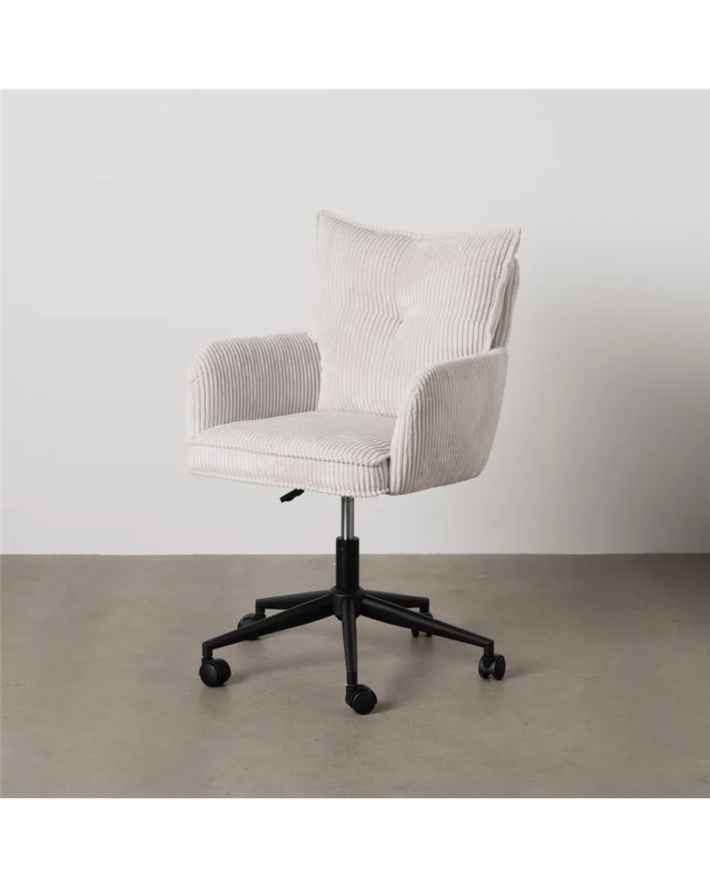 SILLA RUEDAS CREMA TEJIDO OFICINA 59 X 63 X 89 CM