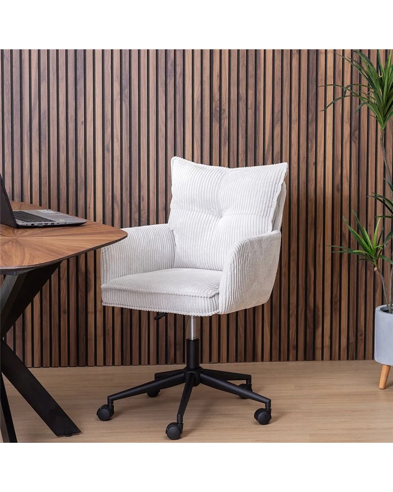 SILLA RUEDAS CREMA TEJIDO OFICINA 59 X 63 X 89 CM