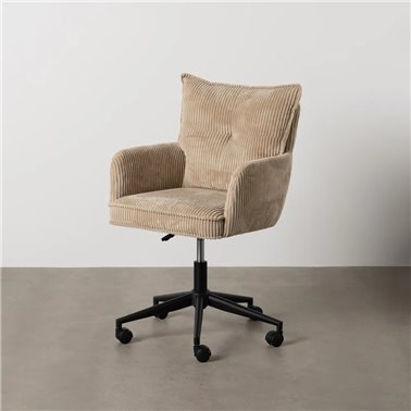 SILLA RUEDAS BEIGE TEJIDO OFICINA 59 X 63 X 89 CM