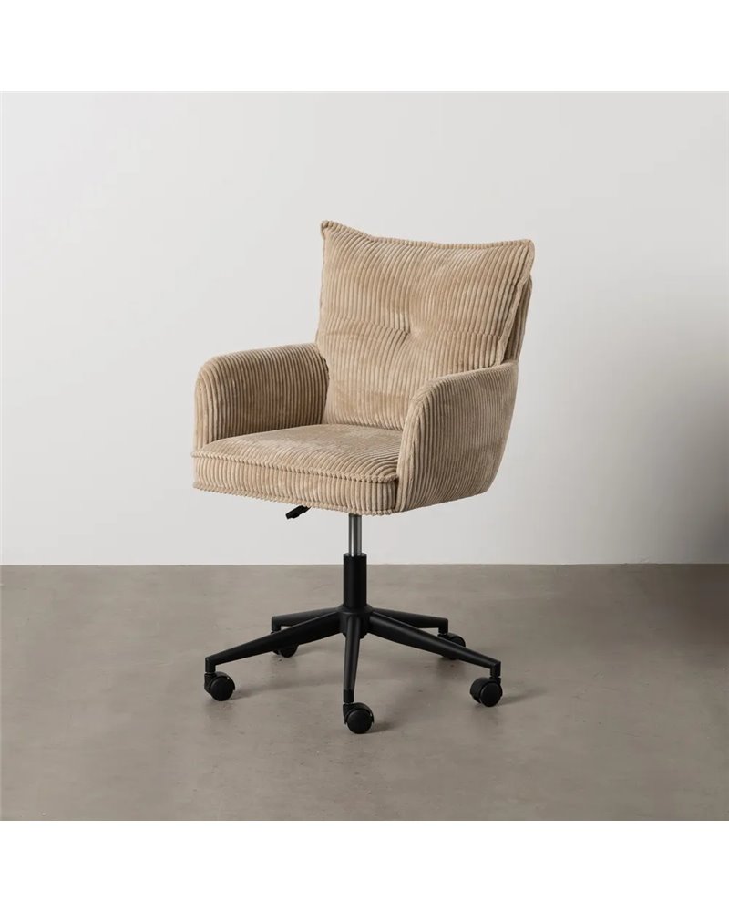 SILLA RUEDAS BEIGE TEJIDO OFICINA 59 X 63 X 89 CM