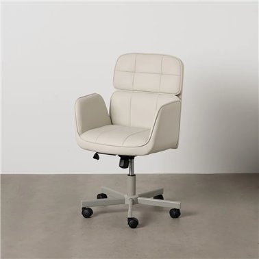 SILLA RUEDAS CREMA SIMIL PIEL OFICINA 57 X 60,50 X 85 CM
