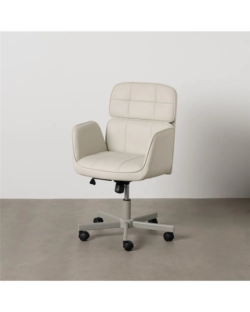 SILLA RUEDAS CREMA SIMIL PIEL OFICINA 57 X 60,50 X 85 CM