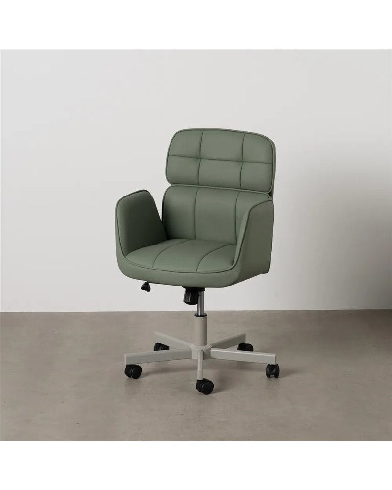 SILLA RUEDAS VERDE SIMIL PIEL OFICINA 57 X 60,50 X 85 CM