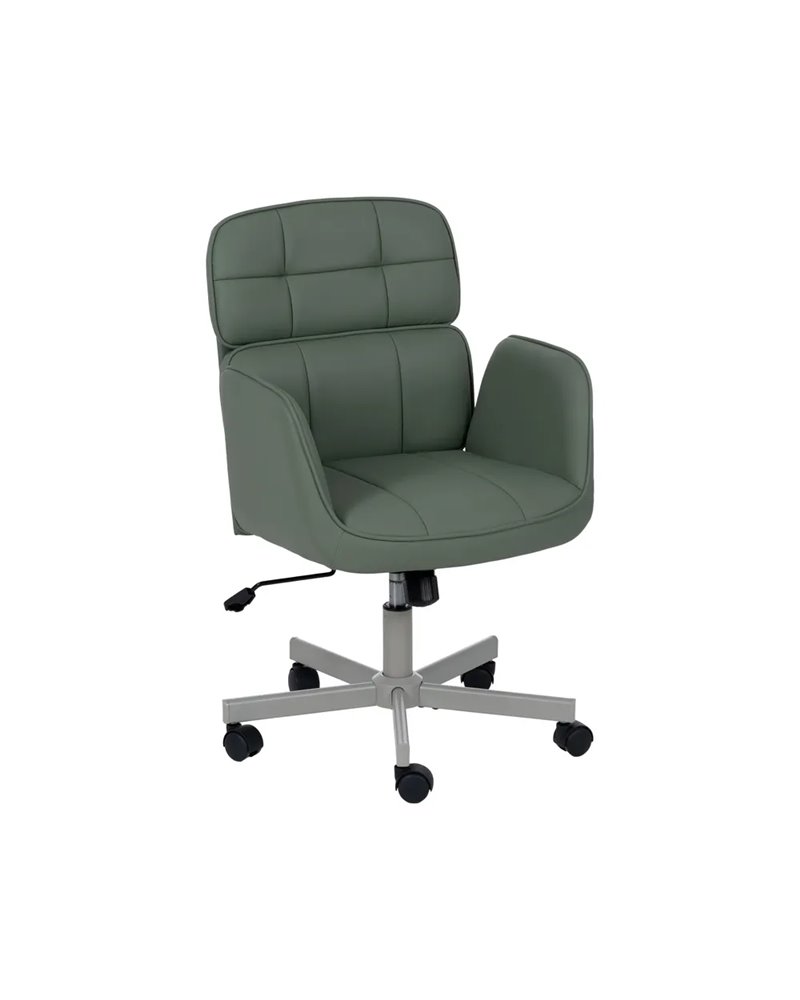 SILLA RUEDAS VERDE SIMIL PIEL OFICINA 57 X 60,50 X 85 CM