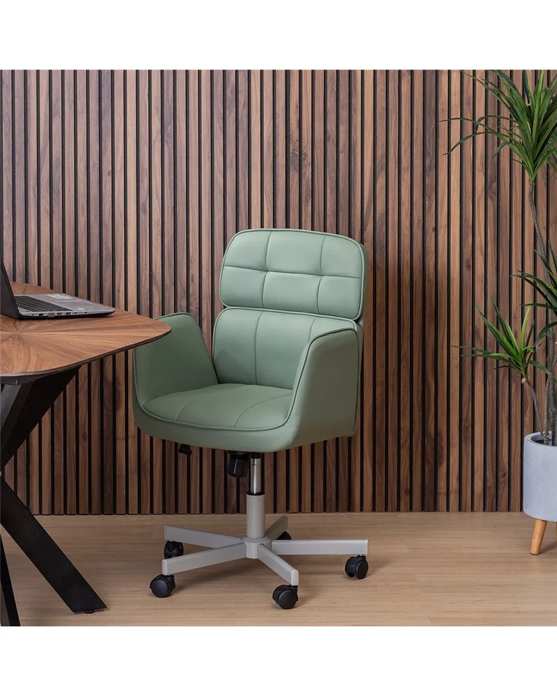 SILLA RUEDAS VERDE SIMIL PIEL OFICINA 57 X 60,50 X 85 CM
