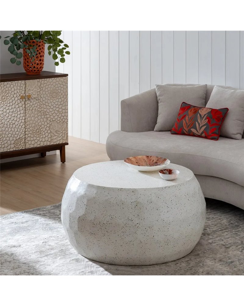 MESA CENTRO BEIGE CEMENTO 92 X 92 X 45 CM