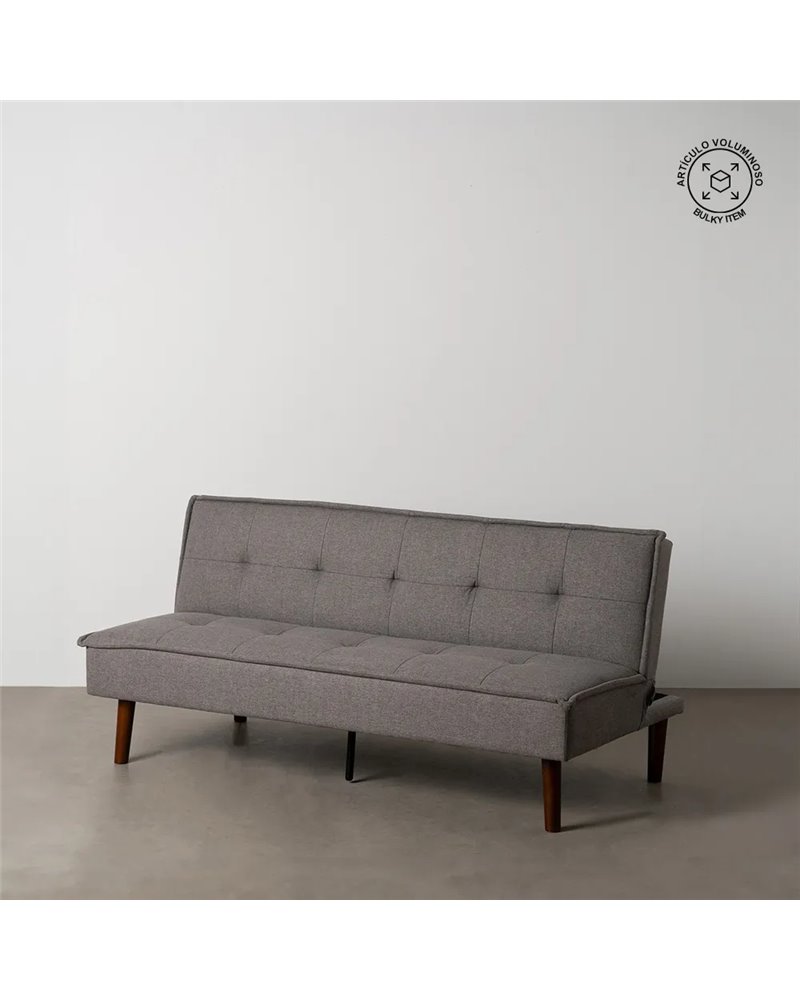 SOFÁ-CAMA GRIS METAL-MADERA SALÓN 181 X 102 X 85 CM