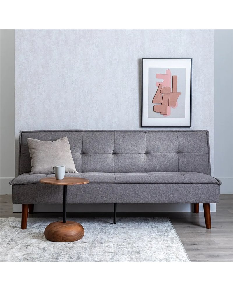 SOFÁ-CAMA GRIS METAL-MADERA SALÓN 181 X 102 X 85 CM
