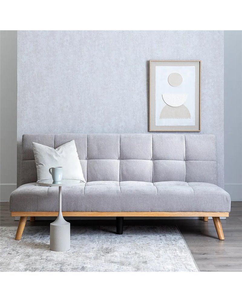 SOFÁ-CAMA GRIS METAL-MADERA SALÓN 178 X 94 X 86 CM